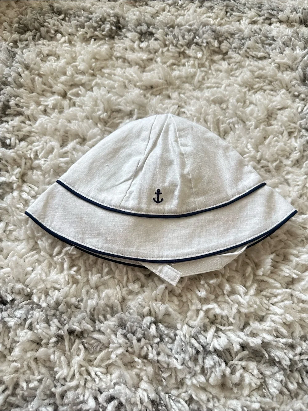 Janie and Jack baby girls navy style summer sunhat white 3-6 months